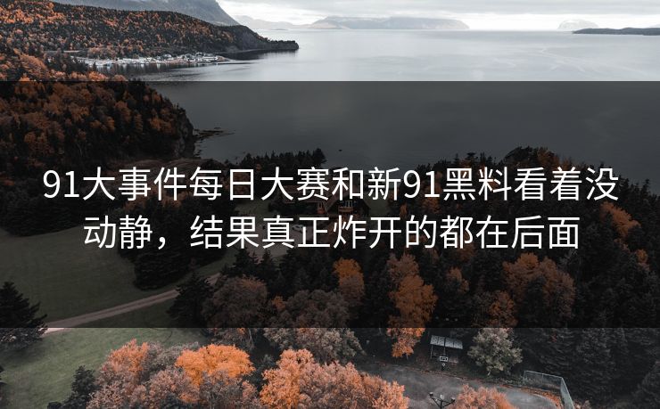 91大事件每日大赛和新91黑料看着没动静，结果真正炸开的都在后面